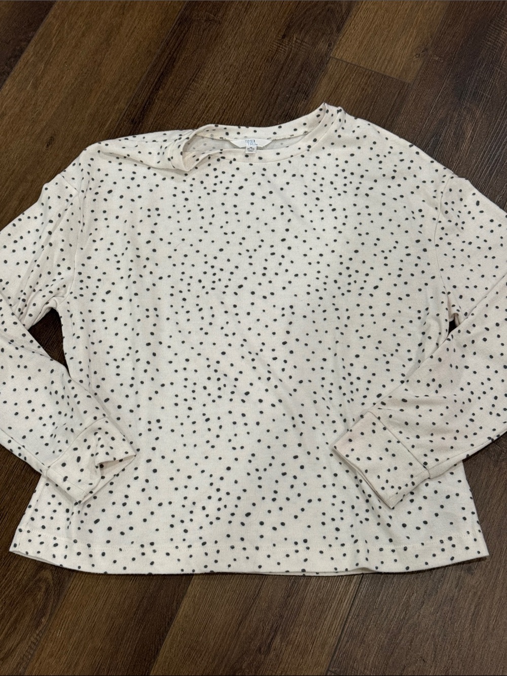 Women’s Long Sleeve Cream Dot Print Top